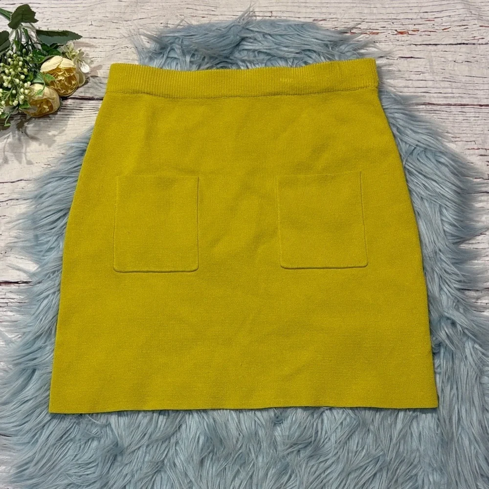 Anthropologie Flat White Mustard Yellow Pocket Mini Skirt